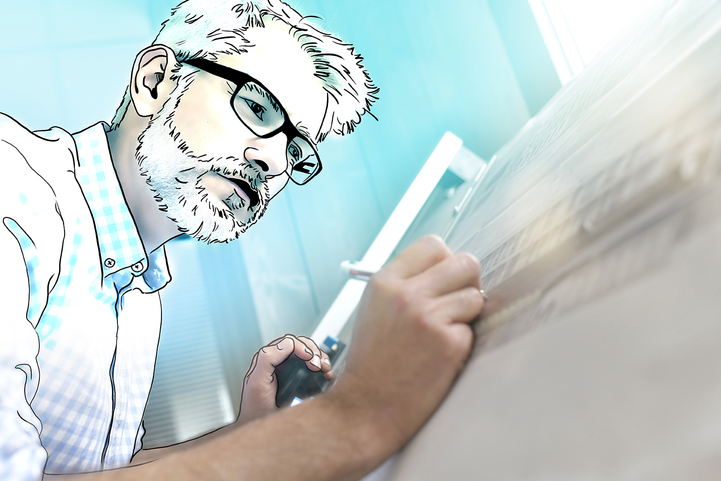 Person designing a mold or part