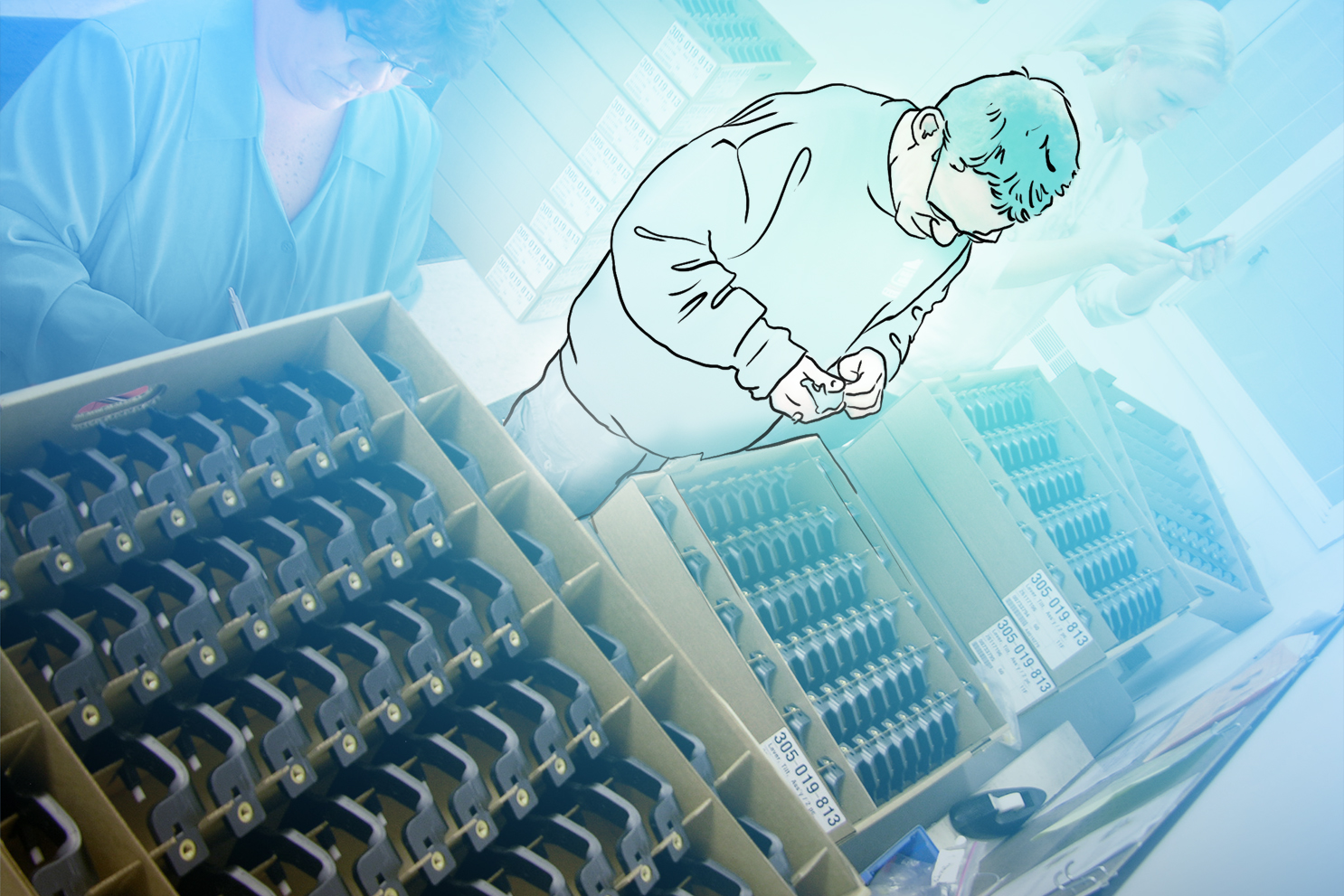 Hand sorting parts