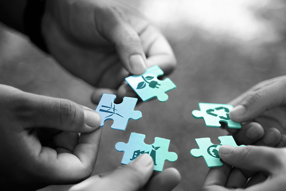 sustainability puzzle pieces concept